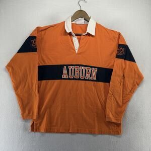 Vintage Auburn University Rugby Shirt men's medium Orange Embroidered Spellout